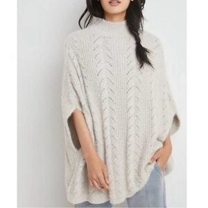 Anthropologie Akemi + Kin Cream Cable Knit Poncho Sweater